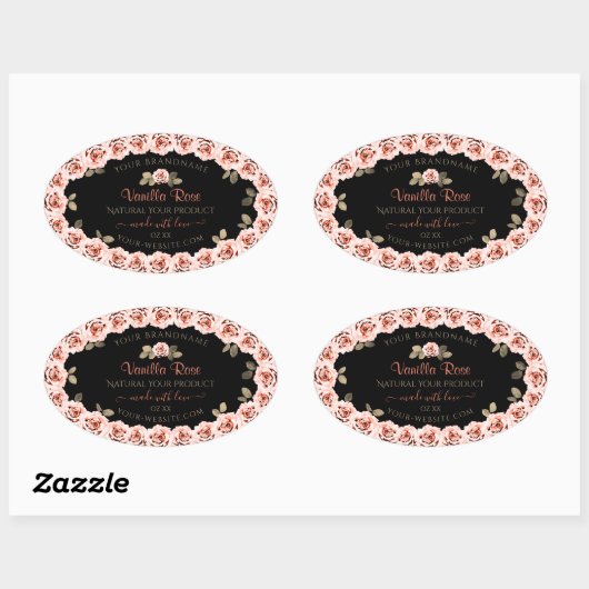 Floral roze Roses Black Product Packaging Labels (Vel)
