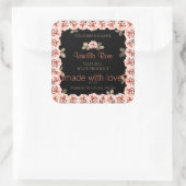 Floral roze Roses Black Product Packaging Labels (Tas)