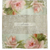 Floral roze Roses Damask  Modern Welkom Douchegordijn (Voorkant)