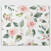 Floral roze Roses Elegant Cadeaupapier (Vlak)