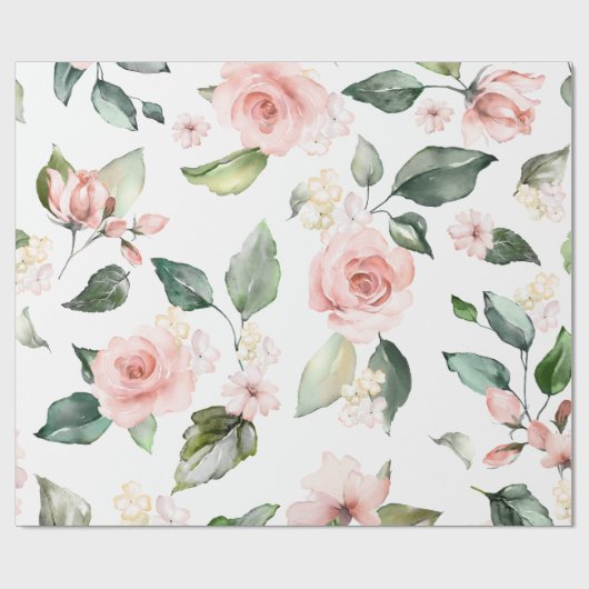 Floral roze Roses Elegant Cadeaupapier (Vlak)