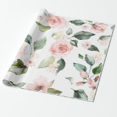 Floral roze Roses Elegant Cadeaupapier (Uitgerold)