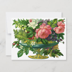 Floral roze Roses Garden Flower Invitation Kaart