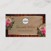 Floral roze Roses Roustige boomschors Logo Visitekaartje (Voorkant)