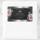 Floral roze Roses Silver Black Product Labels Logo (Tas)