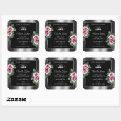 Floral roze Roses Silver Black Product Labels Logo (Vel)