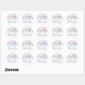 Floral roze Roses Waterverf Dank u Ronde Sticker (Vel)