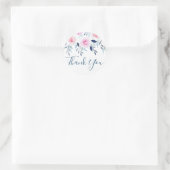 Floral roze Roses Waterverf Dank u Ronde Sticker (Tas)