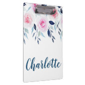 Floral roze Roses Waterverf Gepersonaliseerde naam Klembord (Rechts)