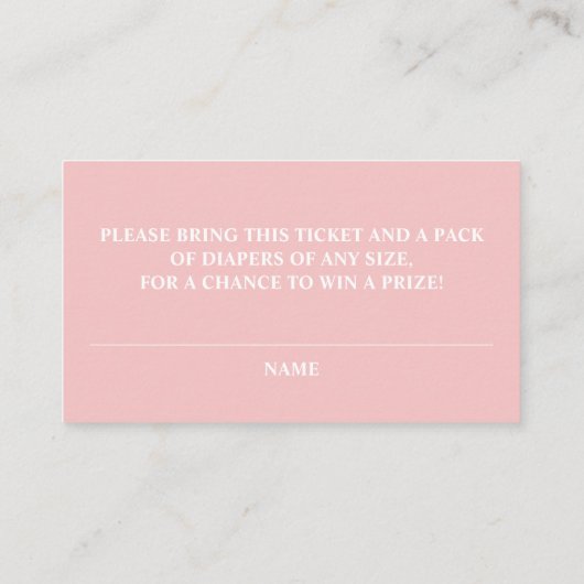Floral roze roze Baby shower Diaper Raffle Ticket Informatiekaartje (Achterkant)