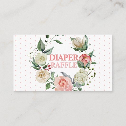 Floral roze roze Baby shower Diaper Raffle Ticket Informatiekaartje (Voorkant)
