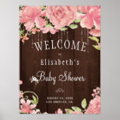 Floral roze roze baby shower welkomstbord poster (Voorkant)