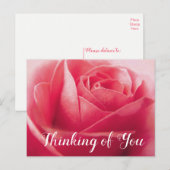 Floral roze roze bloem, denken aan jou, Hallo Briefkaart (Voorkant / Achterkant)