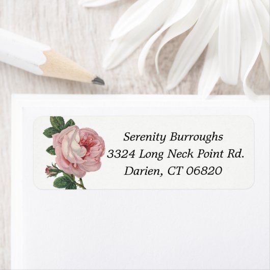 Floral roze roze bloemen - bruiloft, Verloving Etiket (Insitu)