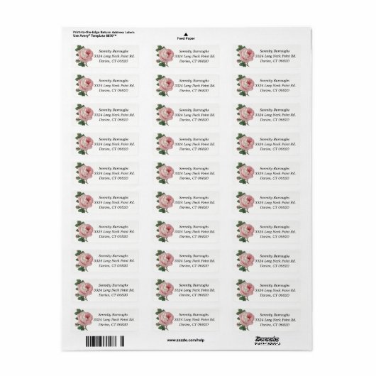 Floral roze roze bloemen - bruiloft, Verloving Etiket (Full Sheet)