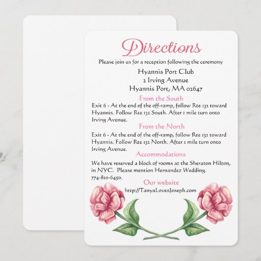 Floral roze roze bloemen strijkpartijen kaart (Voorkant / Achterkant)