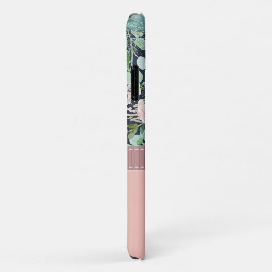  Floral roze roze monogram naam Case-Mate iPhone Case (Achterkant/rechts)