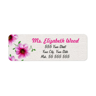 Floral roze roze naam op witte structuur etiket
