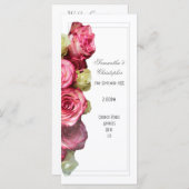 Floral roze roze roze kerkbruiloft programmakaart (Voorkant / Achterkant)