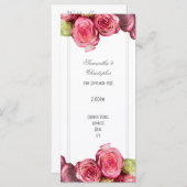 Floral roze roze roze kerkbruiloft programmakaart (Voorkant / Achterkant)