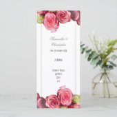 Floral roze roze roze kerkbruiloft programmakaart (Staand voorkant)