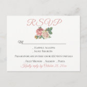  Floral roze roze RSVP Bloedweddenschap Uitnodiging Briefkaart (Voorkant)