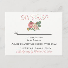  Floral roze roze RSVP Bloedweddenschap Uitnodiging Briefkaart