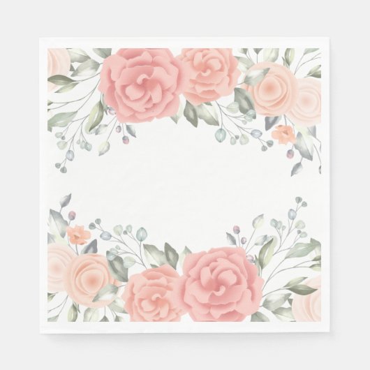 Floral roze roze  Waterverf van het Bloedbad Servet (Voorkant)