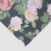 Floral roze rozen bladeren Butterflies donkergrijs Tissuepapier (Detail)