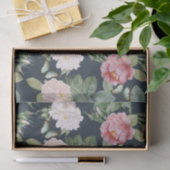 Floral roze rozen bladeren Butterflies donkergrijs Tissuepapier (Geschenk)