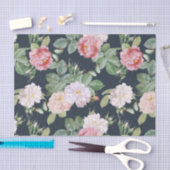 Floral roze rozen bladeren Butterflies donkergrijs Tissuepapier (Craft)