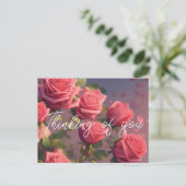 Floral roze rozen denken aan je Briefkaart (Staand voorkant)