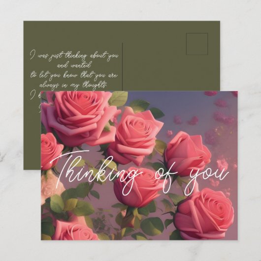 Floral roze rozen denken aan je Briefkaart (Voorkant / Achterkant)