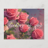 Floral roze rozen denken aan je Briefkaart (Voorkant)