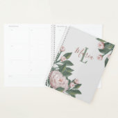 Floral roze rozen gepersonaliseerde monogram bloem planner (Display)