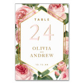 Floral roze rozen met gouden diamanten Lijst bruil Kaart (Voorkant)