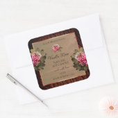 Floral roze rozen Product Labels Bruin Hout Graan (Envelop)