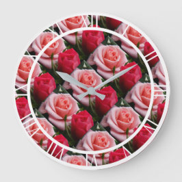  Floral roze rozen rozen Patroon Grote Muur Grote Klok