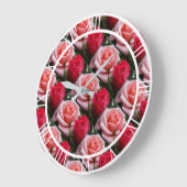 Floral roze rozen rozen Patroon Grote Muur Klok (Hoek)