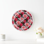 Floral roze rozen rozen Patroon Grote Muur Klok (Huis)