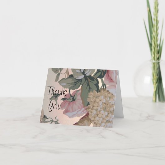  Floral, roze rozen Witte Lilacs Bedankkaart (Voorkant)