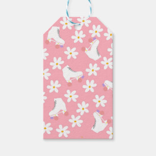 Floral roze Schaatsen Roller Birthday Skler Cadeaulabel