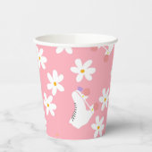 Floral roze Schaatsen Roller Birthday Skler Papieren Bekers (Links)