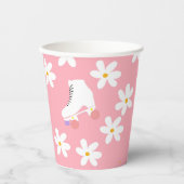 Floral roze Schaatsen Roller Birthday Skler Papieren Bekers (Voorkant)