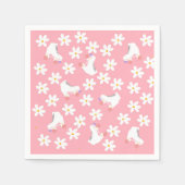 Floral roze Schaatsen Roller Birthday Skler Servet (Voorkant)