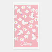 Floral roze Schaatsen Roller Birthday Skler Servet (Voorkant)