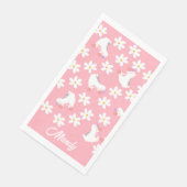 Floral roze Schaatsen Roller Birthday Skler Servet (Hoek)