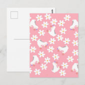 Floral roze Schaatsen Roller Skating Briefkaart (Voorkant / Achterkant)