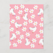 Floral roze Schaatsen Roller Skating Briefkaart (Voorkant)