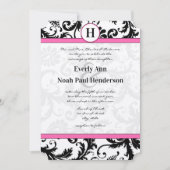 Floral roze sierstrip zwart-wit kaart (Voorkant)